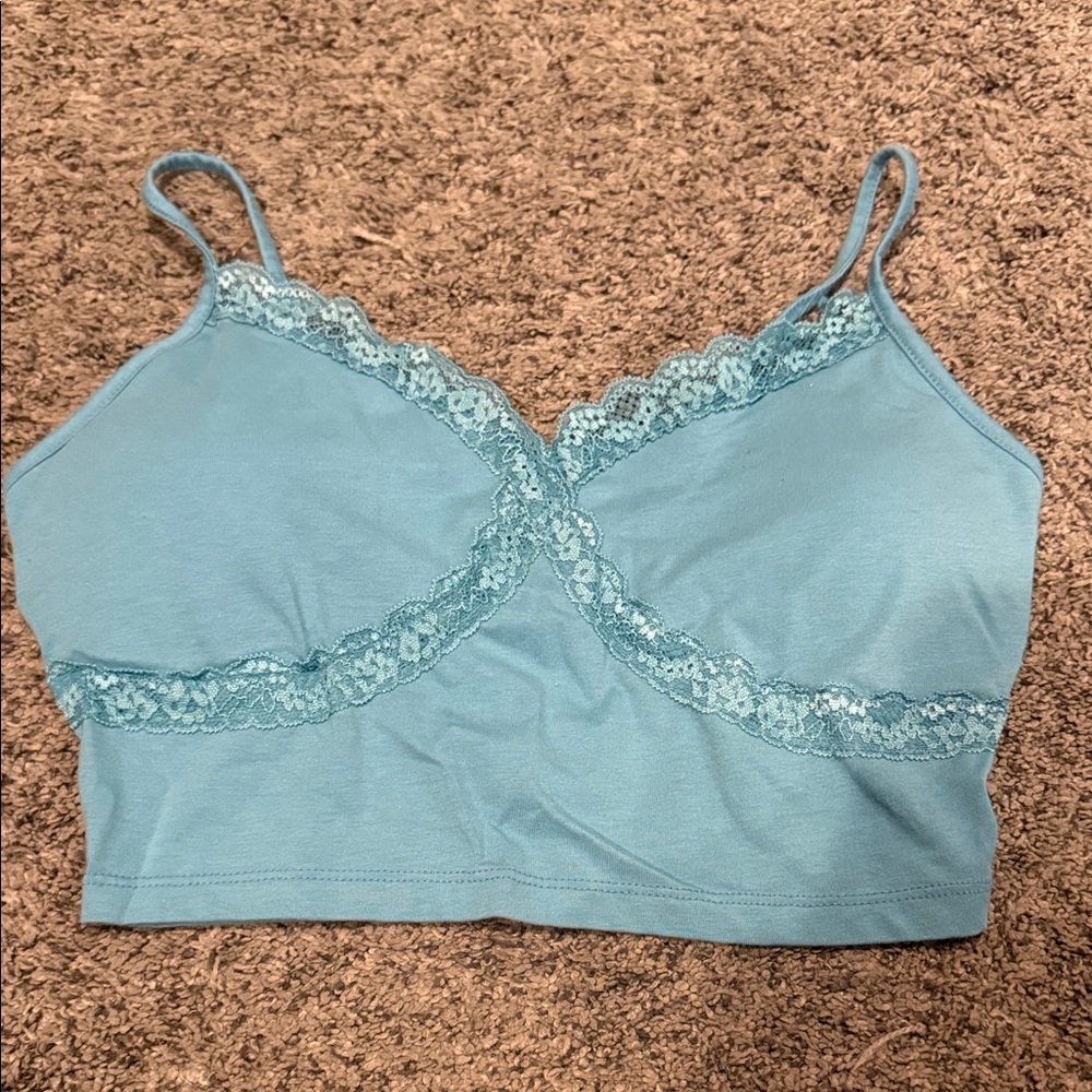 Blue Lace Trim Bralette